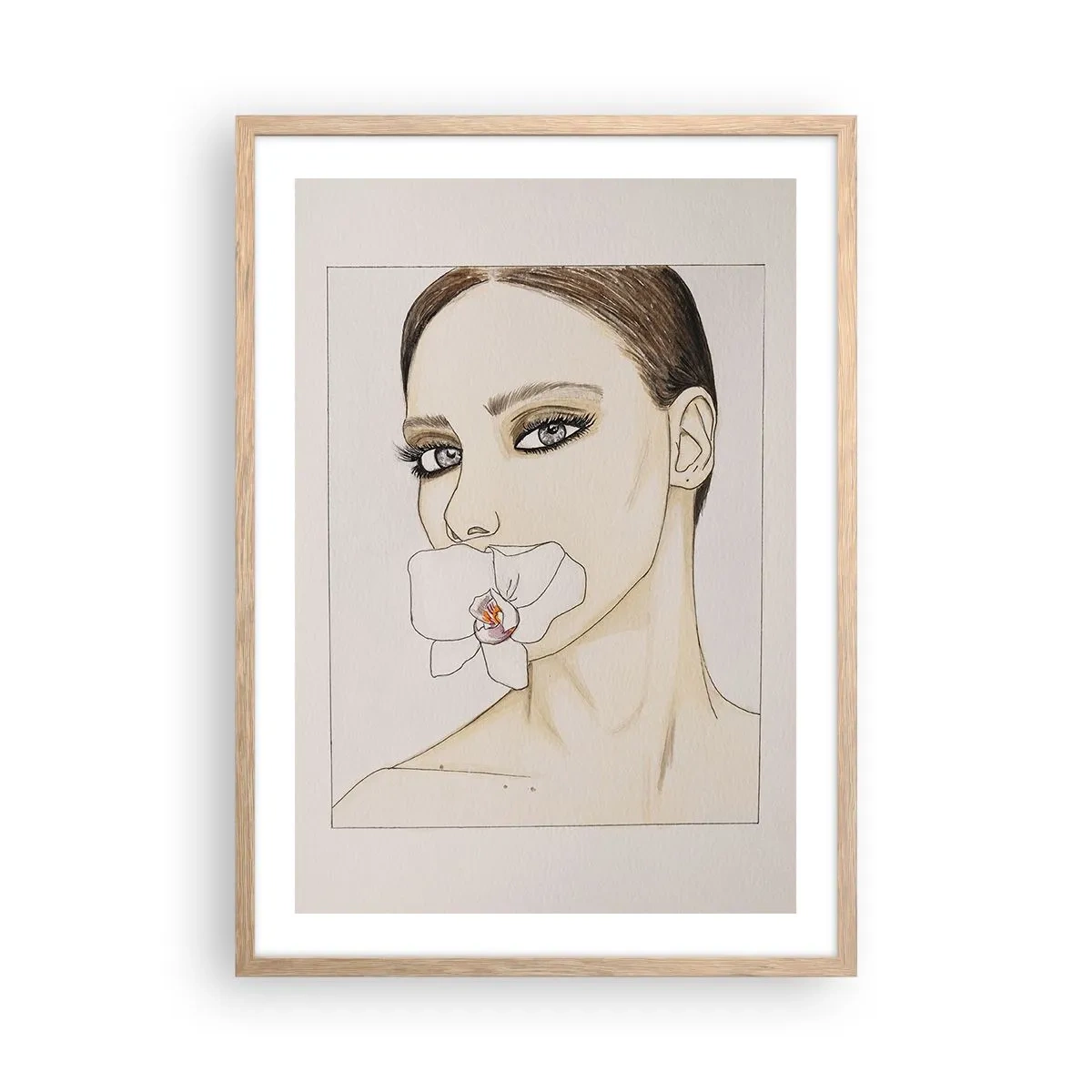 Poster in einem Rahmen aus heller Eiche - Ein Symbol für Eleganz und Schönheit - 50x70 cm