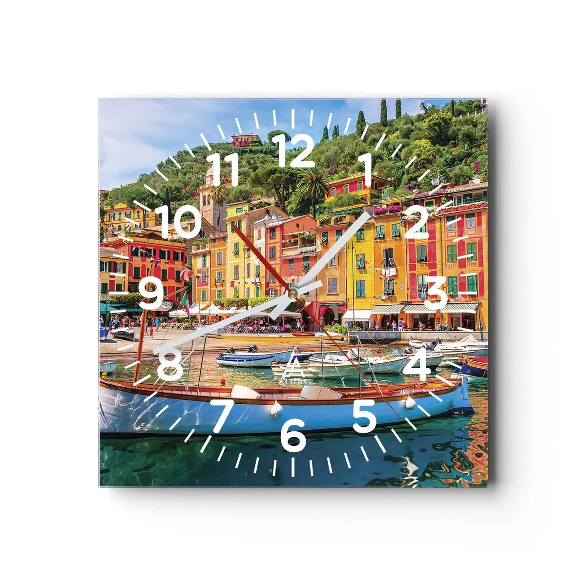 Wanduhr - Glasuhr - Italienischer Morgen - 40x40 cm