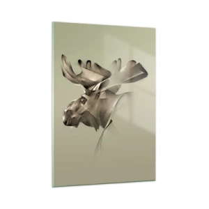 Glasbild - Bild auf glas - Ein modernes Bild eines Elches auf grünem Hintergrund - 50x70cm - Die sanfte Kraft des Friedens - Moderne Wanddekoration für Wohnzimmer und Schlafzimmer ARTTOR