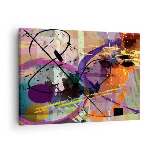 Bild auf Leinwand - Leinwandbild - Ein farbenfrohes abstraktes Muster mit dynamischen Linien und Formen. - 70x50cm - Du kannst geradeaus oder umhergehen - Moderne Wanddekoration für Wohnzimmer und Schlafzimmer ARTTOR