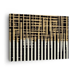 Bild auf Leinwand - Leinwandbild - Abstrakte Linien in Schwarz, Beige und Weiß - 70x50cm - Architektonische Abstraktion - Moderne Wanddekoration für Wohnzimmer und Schlafzimmer ARTTOR