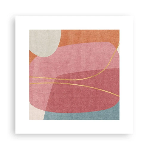Poster - Pastellkomposition mit Goldfaden - 30x30 cm