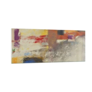 Glasbild - Bild auf glas - Geometrie der Farben - 100x40 cm