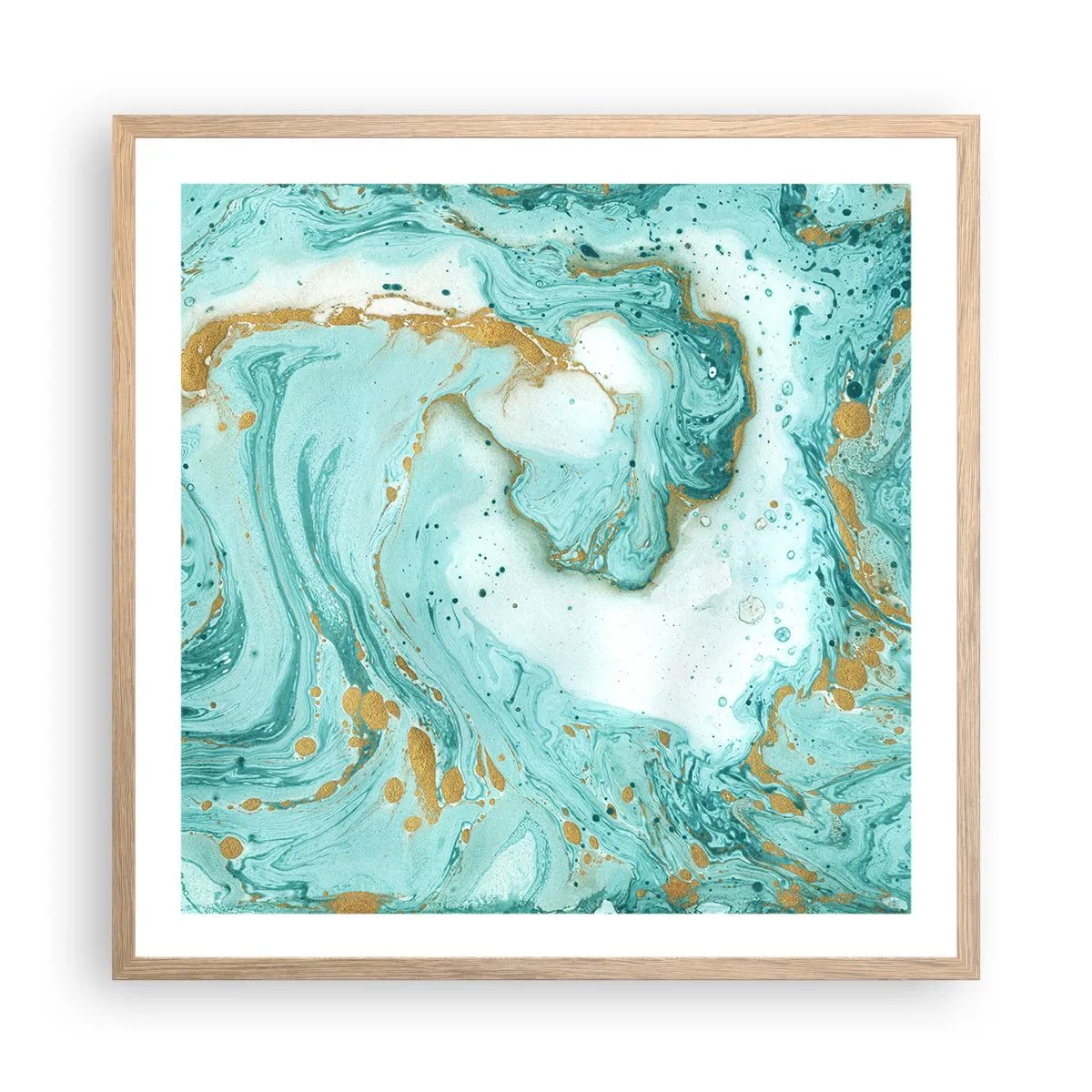 Poster in einem Rahmen aus heller Eiche - Unter der großen Welle der Edo-Ära - 60x60 cm