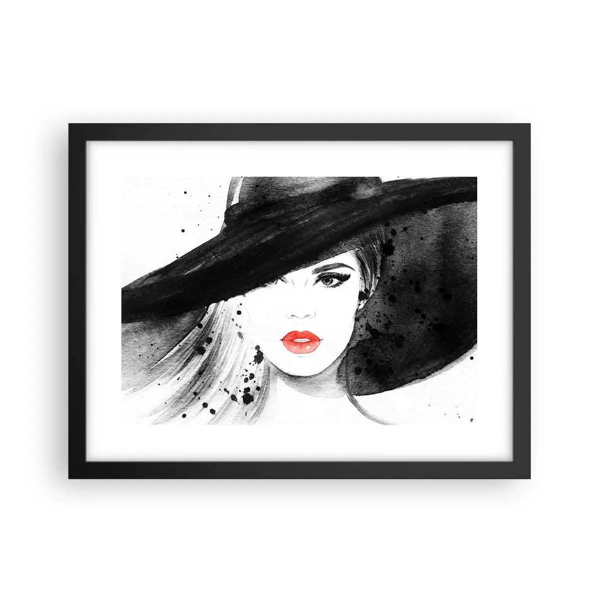 Poster in einem schwarzem Rahmen - Frau in schwarz - 40x30 cm
