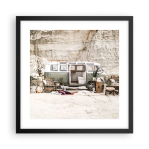 Poster in einem schwarzem Rahmen - Es ist die Zeit, die Reise zu beginnen - 40x40 cm