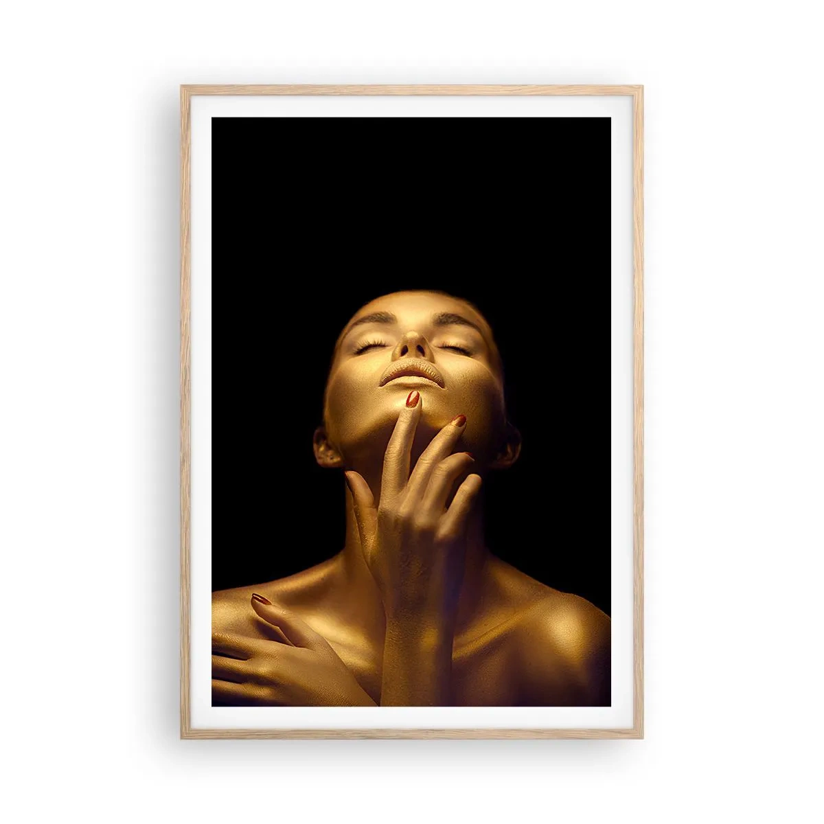 Poster in einem Rahmen aus heller Eiche - Wie goldene Seide - 70x100 cm