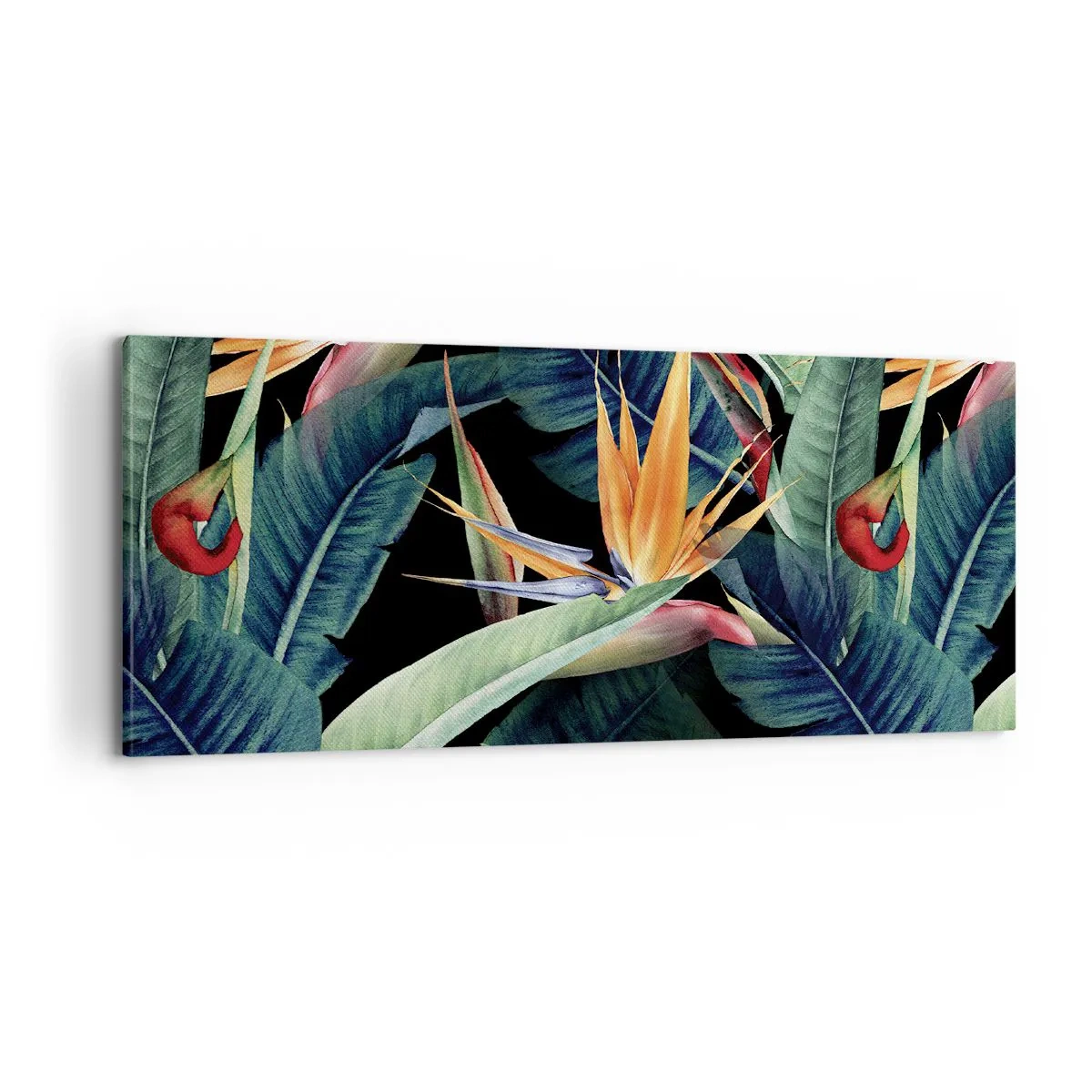 Bild auf Leinwand - Leinwandbild - Flammende Blumen der Tropen - 100x40 cm