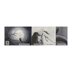 Fototapeten Muster Premium Canvas - Der Schlüssel zum Geheimnis der Nacht - Abstraktion, Krähe, Vogel - 100x30 cm