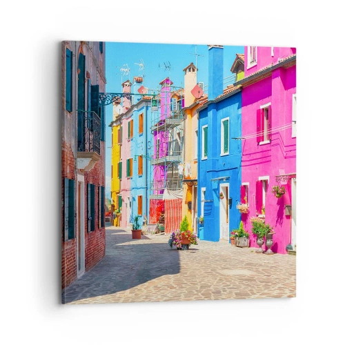 Bild auf Leinwand - Leinwandbild - Städtchen "Zu Papageien" - 70x70 cm