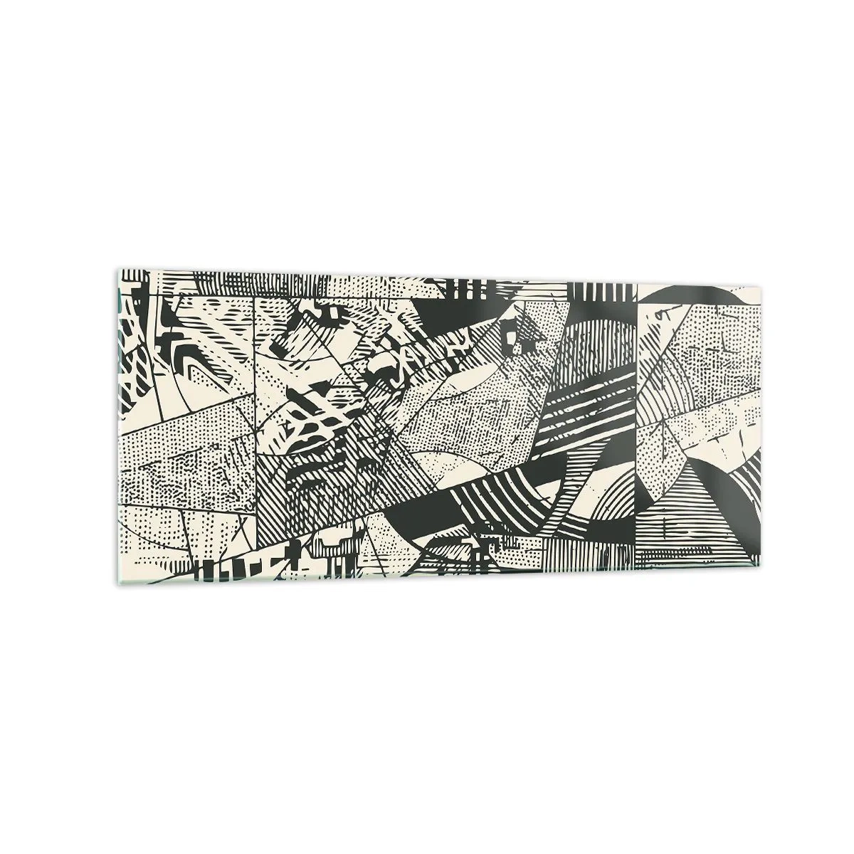 Glasbild - Bild auf glas - Geometrische abstrakte Muster in Grüntönen auf hellem Hintergrund - 120x50cm - Die Dynamik der Gegenwart - Moderne Wanddekoration für Wohnzimmer und Schlafzimmer ARTTOR