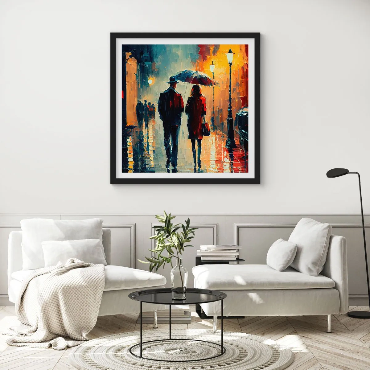 Poster in einem schwarzem Rahmen - Urbane Liebesgeschichte - 30x30 cm