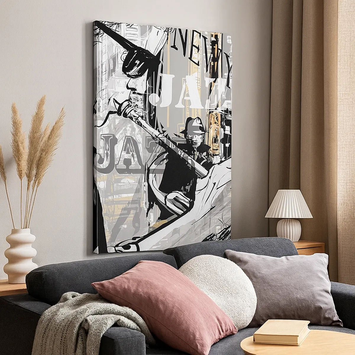 Bild auf Leinwand - Leinwandbild - New Yorker Jazzszene - 50x70cm - Im Rhythmus von New York - Moderne Wanddekoration für Wohnzimmer und Schlafzimmer ARTTOR