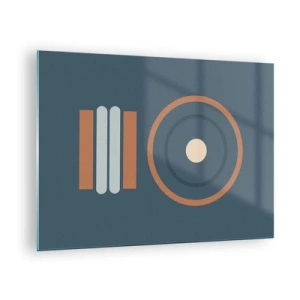 Glasbild - Bild auf glas - Abstrakte geometrische Formen in gedeckten Farben, mit Kreisen und Linien - 70x50cm - Das Wesen der Dinge - Moderne Wanddekoration für Wohnzimmer und Schlafzimmer ARTTOR