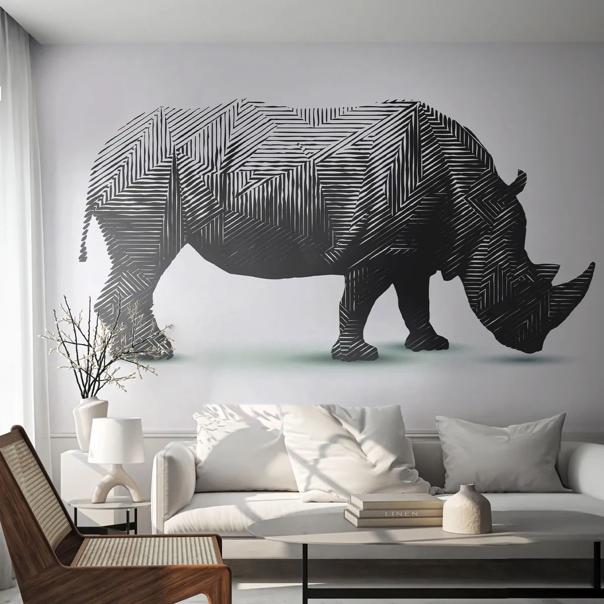 Fototapete Standard Eco - Geometrische Schönheit der Natur - Tiere, Nashorn, Grafik - 350x256 cm