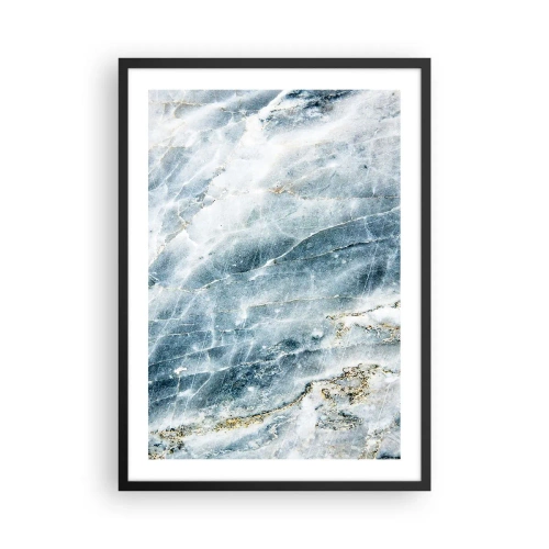 Poster in einem schwarzem Rahmen - Blauer Marmor mit subtilen goldenen Adern - 50x70cm - Eiswelt - Moderne Wanddekoration für Wohnzimmer und Schlafzimmer ARTTOR