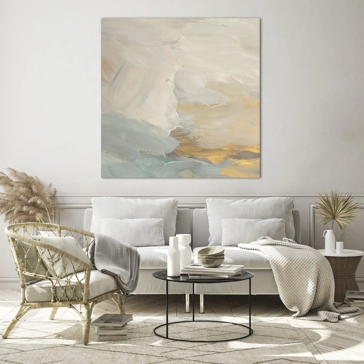 Glasbild - Bild auf glas - Abstraktion – das Land der Sanftheit - 50x50 cm