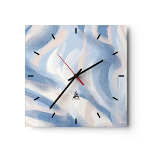 Wanduhr - Glasuhr - Abstrakte Pinselstriche in Blau- und Beigetönen - 30x30cm - Blaue Wellen - Moderne Wanddekoration für Wohnzimmer und Schlafzimmer ARTTOR