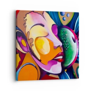 Bild auf Leinwand - Leinwandbild - Mit Farbe berühren - 30x30 cm