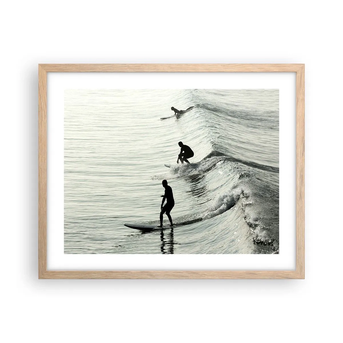 Poster in einem Rahmen aus heller Eiche - Gegen die Welle - 50x40 cm