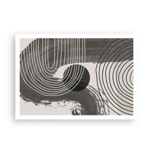 Poster - Geometrische Linien und Ovale in monochromen Farbtönen - 100x70cm - Oval gewinnt - Moderne Wanddekoration für Wohnzimmer und Schlafzimmer ARTTOR