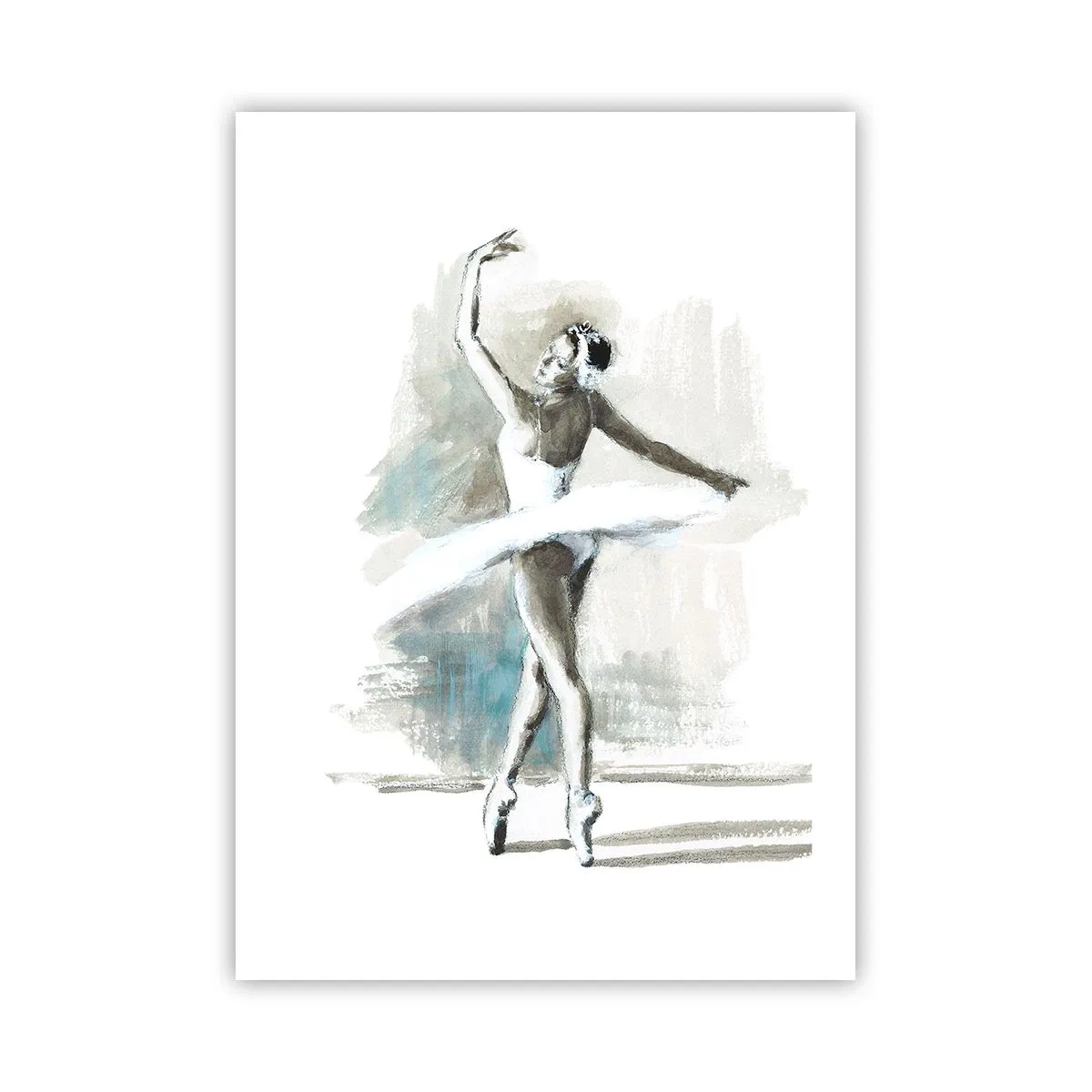 Poster - Eine Balletttänzerin in einem weißen Kleid tritt auf - 50x70cm - In einen Schwan verzaubert - Moderne Wanddekoration für Wohnzimmer und Schlafzimmer ARTTOR
