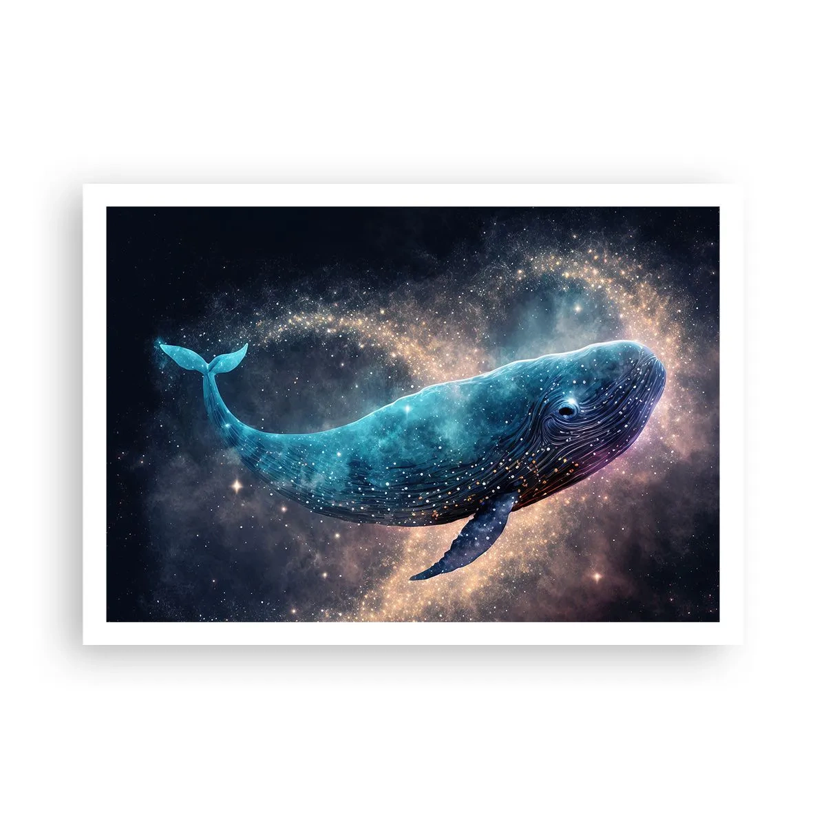 Poster - Ein Weltraumwal mit einer Galaxie im Hintergrund - 100x70cm - Es gibt so eine Welt… - Moderne Wanddekoration für Wohnzimmer und Schlafzimmer ARTTOR