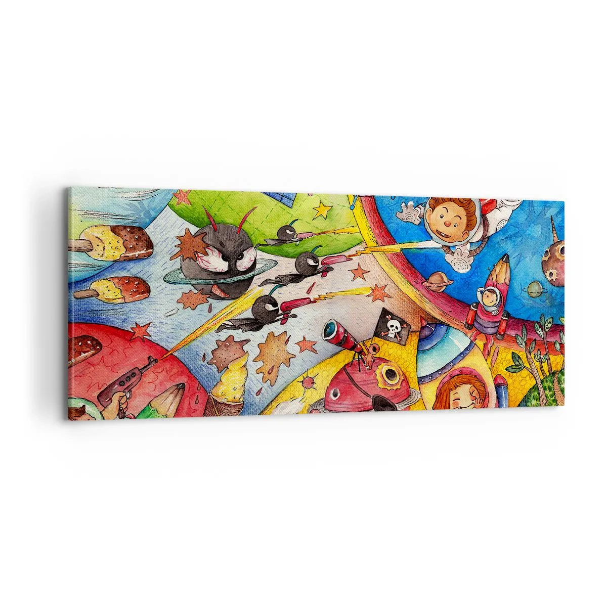 Bild auf Leinwand - Leinwandbild - Tolles Weltraumabenteuer - 100x40 cm