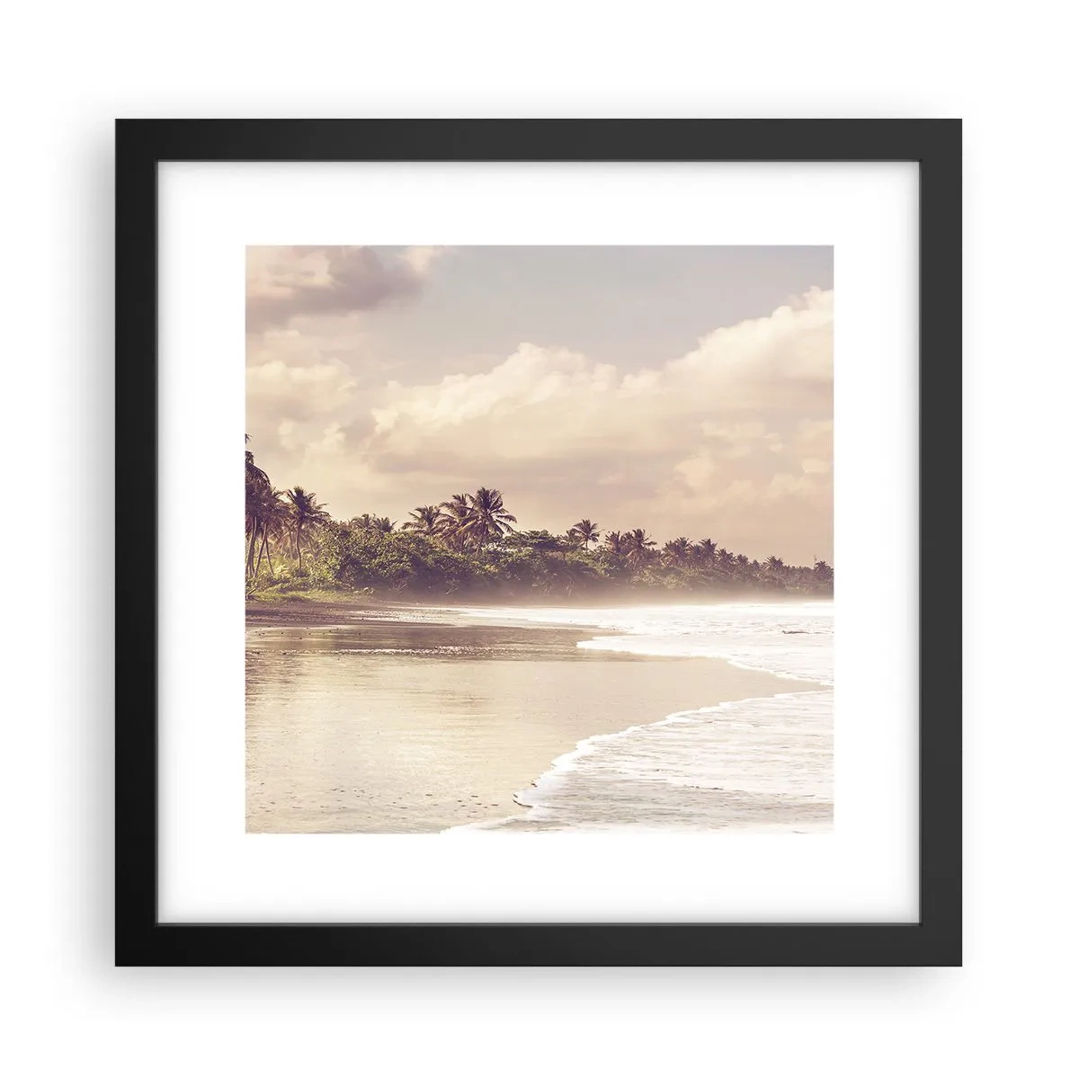 Poster in einem schwarzem Rahmen - Die Liebkosung der Wellen - 30x30 cm