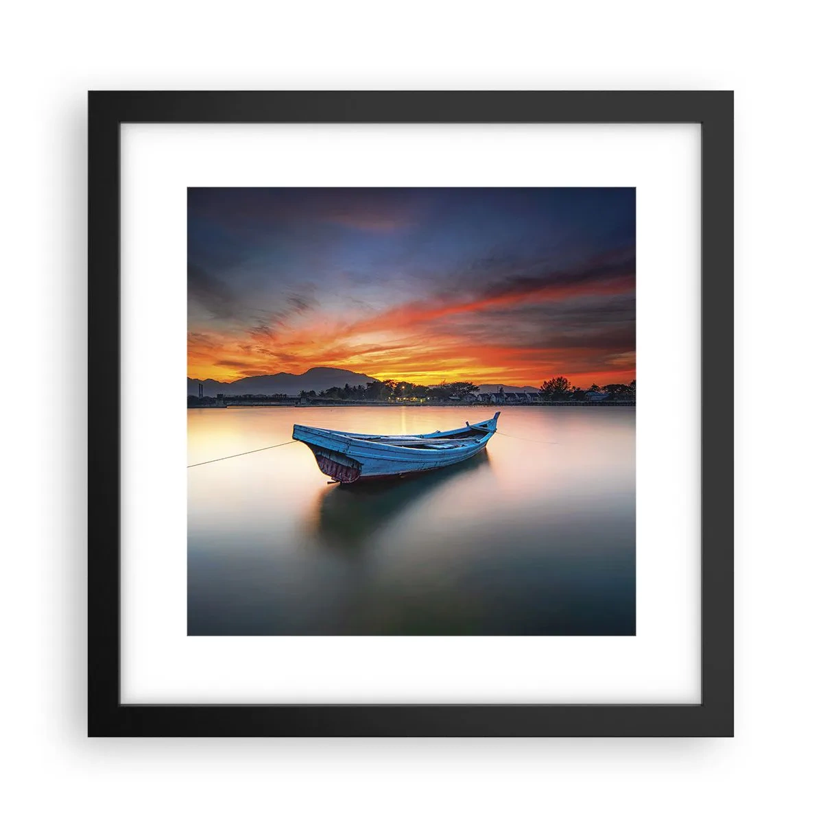 Poster in einem schwarzem Rahmen - Eine gute Nacht kommt - 30x30 cm