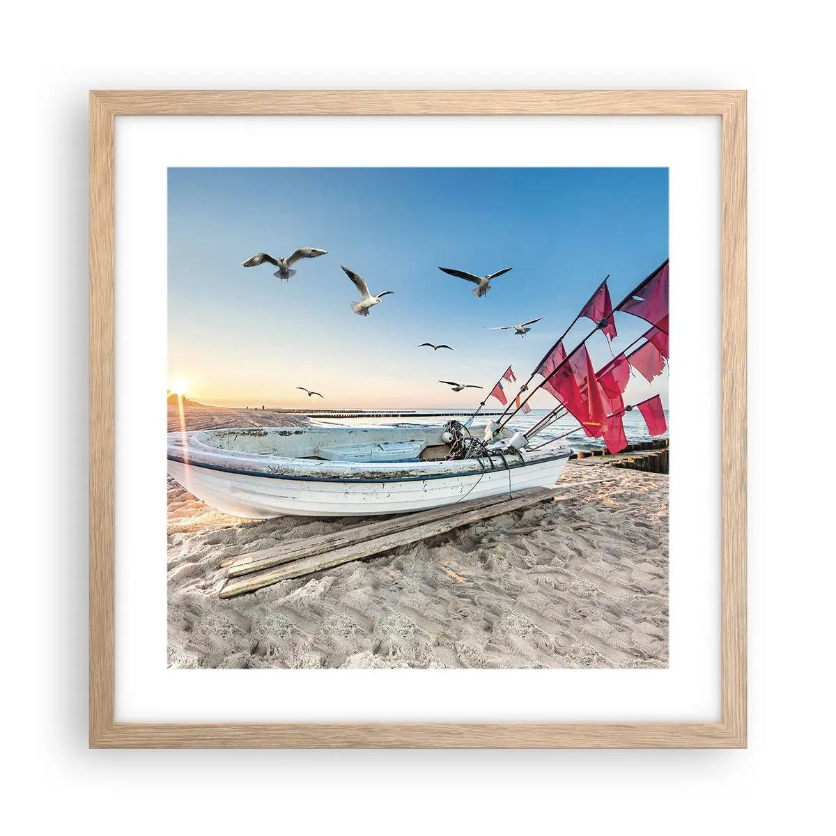 Poster in einem Rahmen aus heller Eiche - Wohlverdiente Ruhe - 40x40 cm