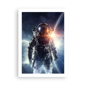 Poster - Astronaut im Weltraum mit Planeten und Sternen im Hintergrund - 50x70cm - Weltraumabenteuer - Moderne Wanddekoration für Wohnzimmer und Schlafzimmer ARTTOR