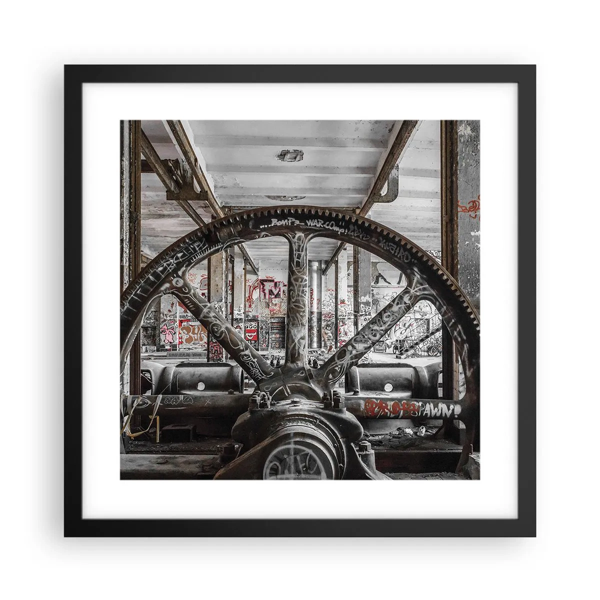 Poster in einem schwarzem Rahmen - Das geheime Leben der Fabrik - 40x40 cm