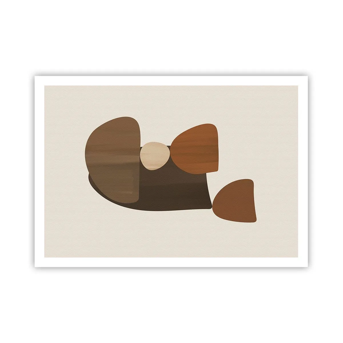 Poster - Abstrakte Komposition in Braun- und Beigetönen - 100x70cm - Komposition in Bronze - Moderne Wanddekoration für Wohnzimmer und Schlafzimmer ARTTOR