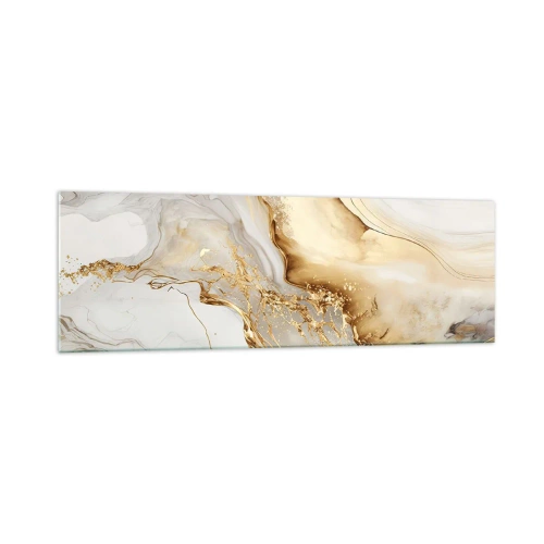 Glasbild - Bild auf glas - Abstrakte Muster aus Gold und Marmor auf hellem Hintergrund - 160x50cm - Abstraktion: Schönheit und Güte - Moderne Wanddekoration für Wohnzimmer und Schlafzimmer ARTTOR