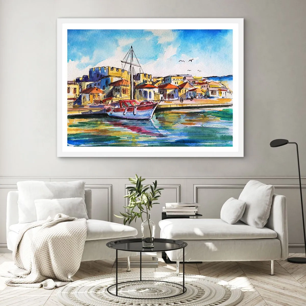 Poster in einem weißen Rahmen - Regenbogennachmittag - 91x61 cm