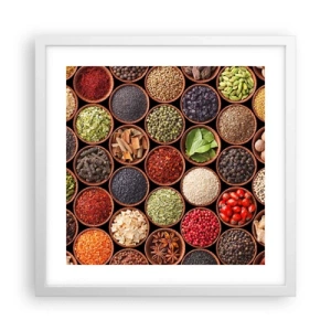 Poster in einem weißen Rahmen - Alle Aromen der Welt - 40x40 cm
