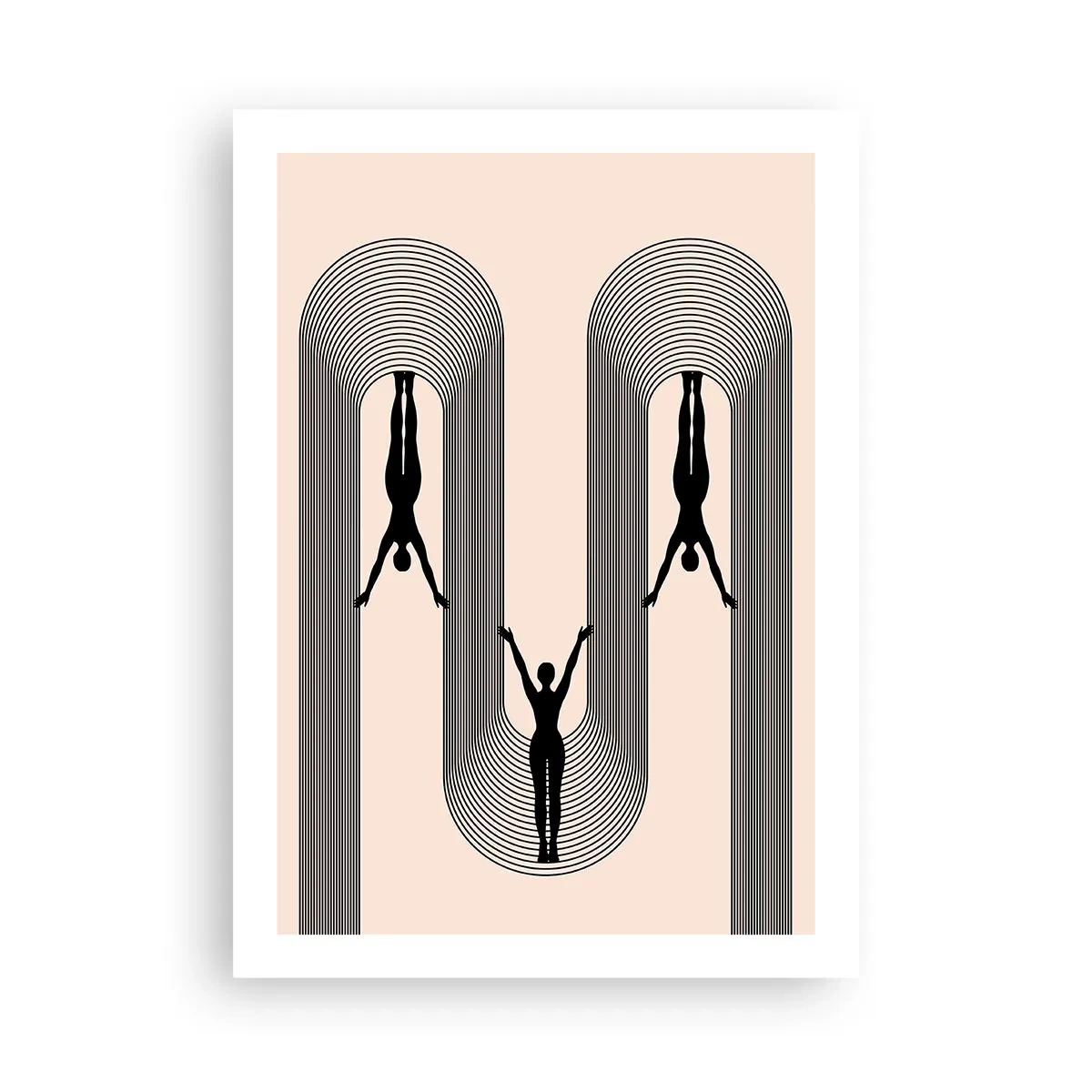 Poster - Minimalistische Silhouetten in geometrischer Komposition - 50x70cm - Verkehrt herum - Moderne Wanddekoration für Wohnzimmer und Schlafzimmer ARTTOR