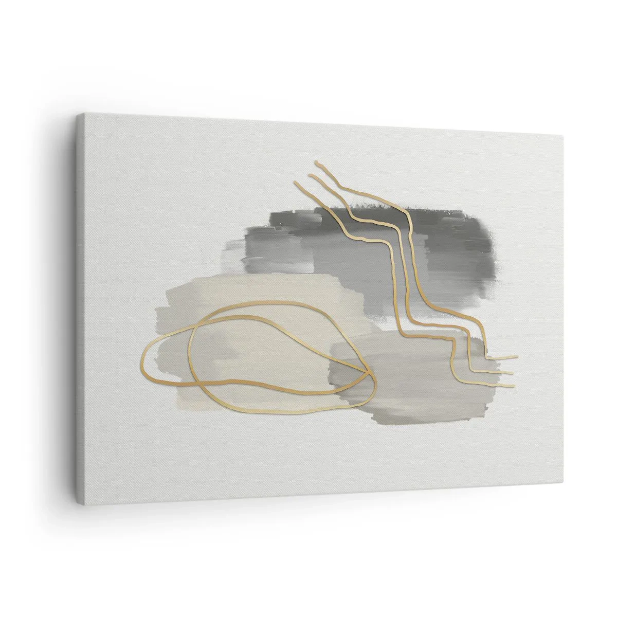 Bild auf Leinwand - Leinwandbild - Abstrakte goldene Linien auf grauem Hintergrund - 70x50cm - Dauer und Bewegung - Moderne Wanddekoration für Wohnzimmer und Schlafzimmer ARTTOR