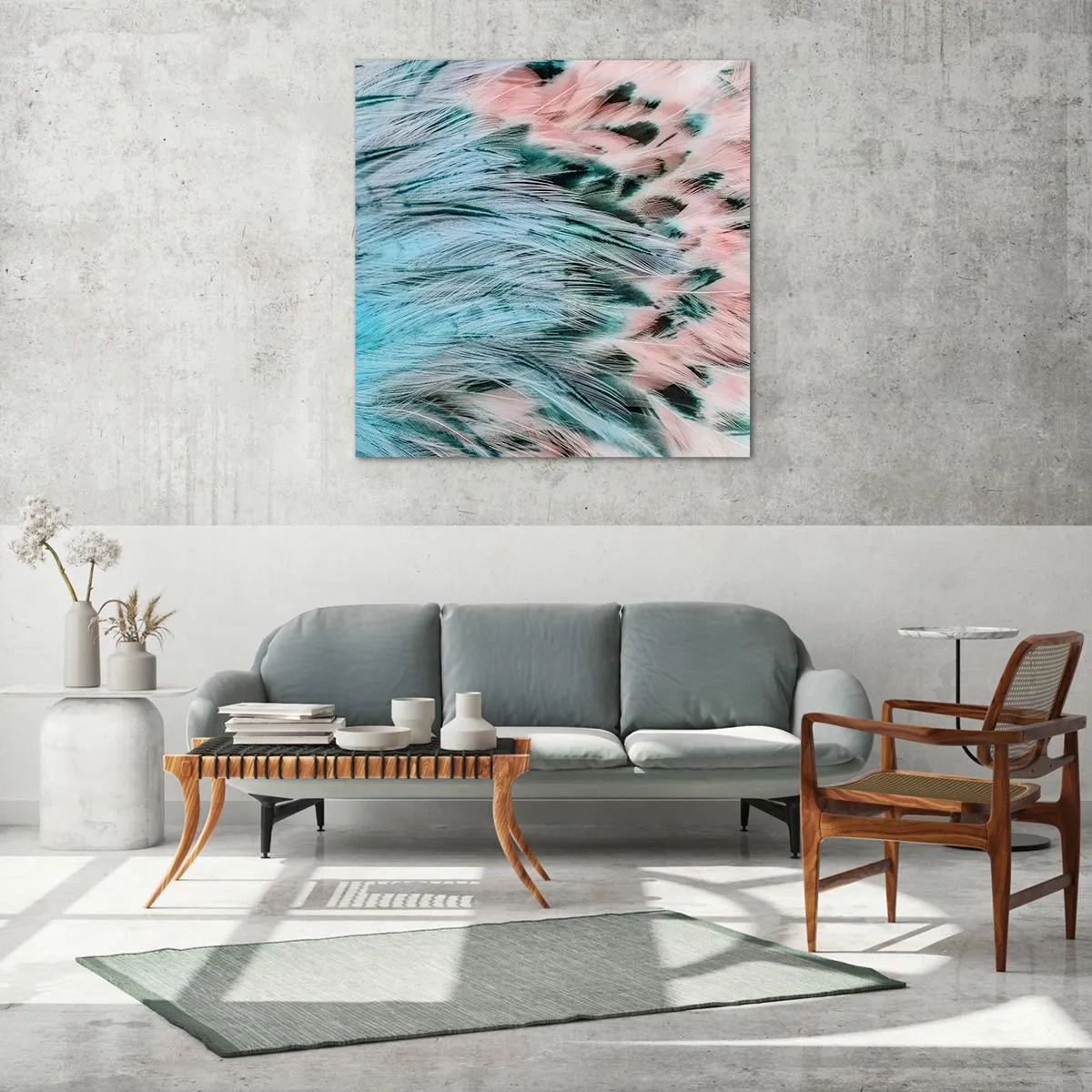 Glasbild - Bild auf glas - Saphirrosa Daunen - 60x60 cm