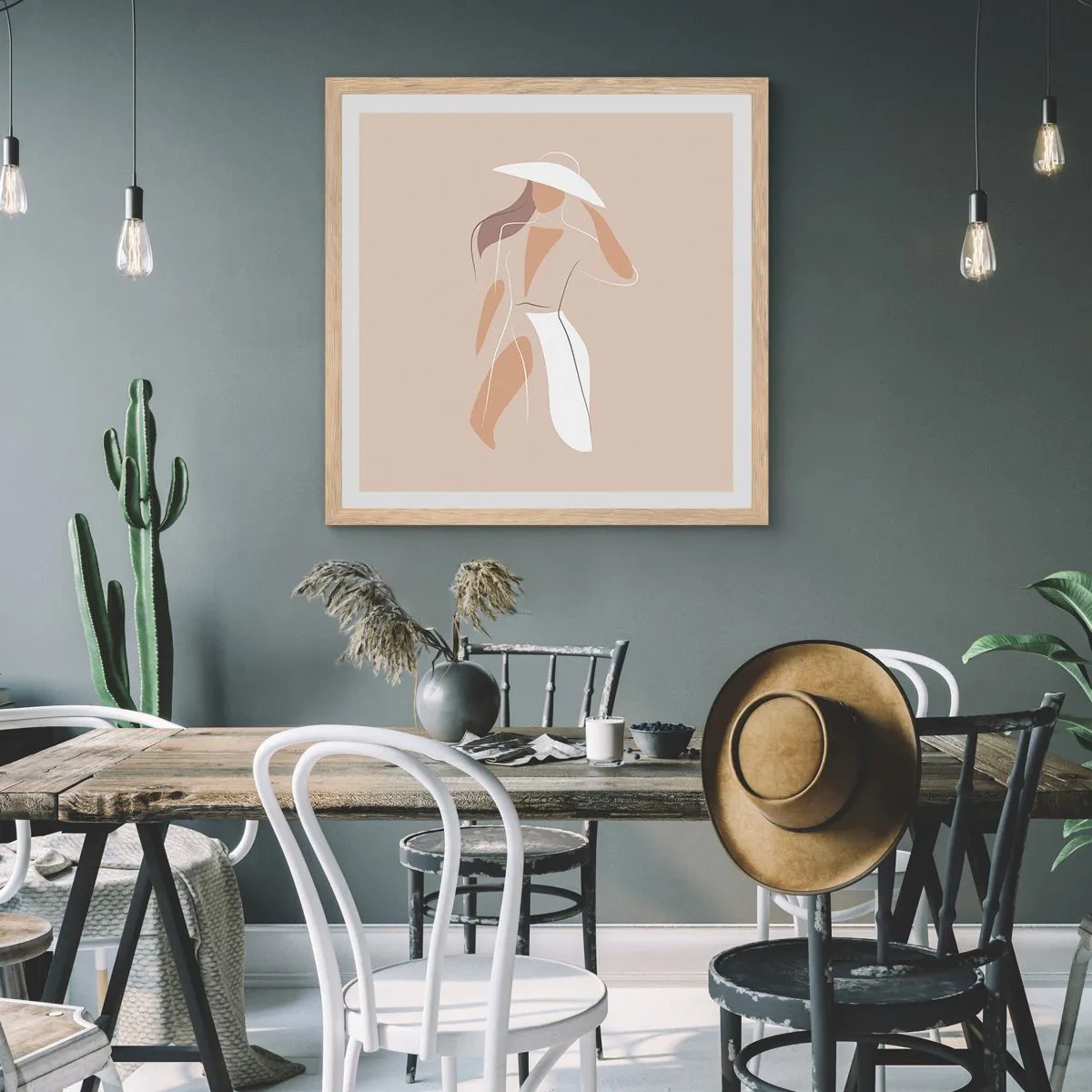 Poster in einem Rahmen aus heller Eiche - Mode macht Spaß - 60x60 cm