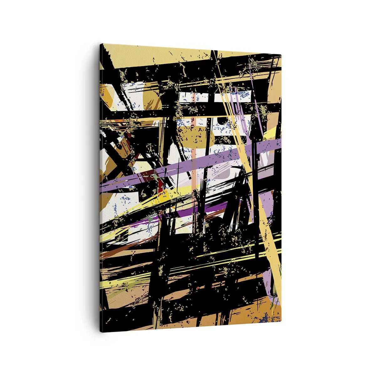 Bild auf Leinwand - Leinwandbild - Abstrakte Linien und Formen auf beigem Hintergrund - 50x70cm - Ein scharfer Schnitt - Moderne Wanddekoration für Wohnzimmer und Schlafzimmer ARTTOR