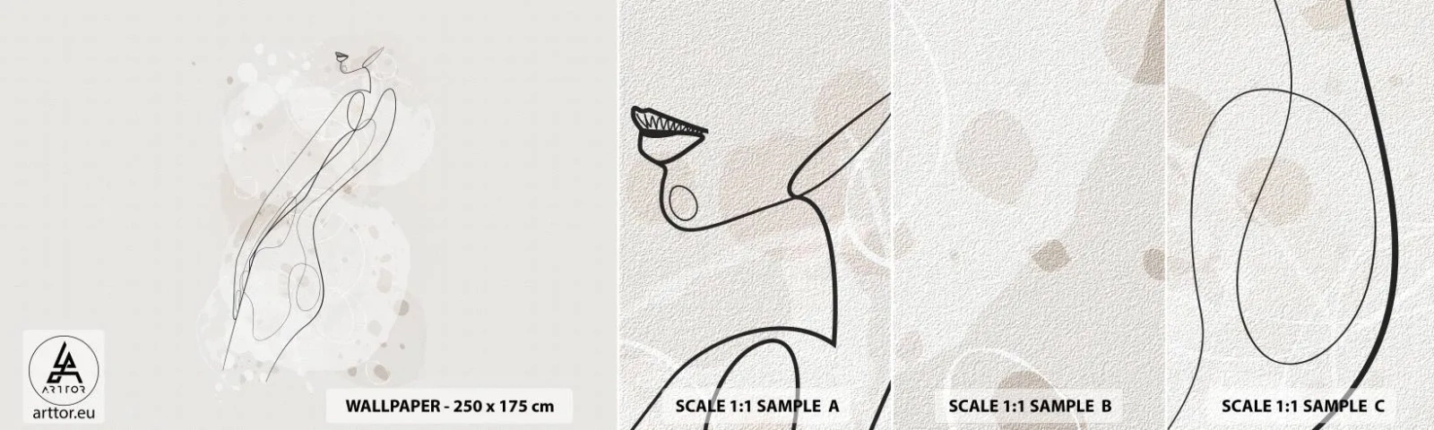 Fototapetenmuster Standard Eco - Der Blick schweift - Grafik, Lineart, Frauen - 100x30 cm