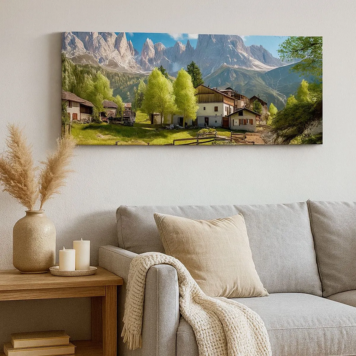 Bild auf Leinwand - Leinwandbild - Alpenidylle - 100x40 cm