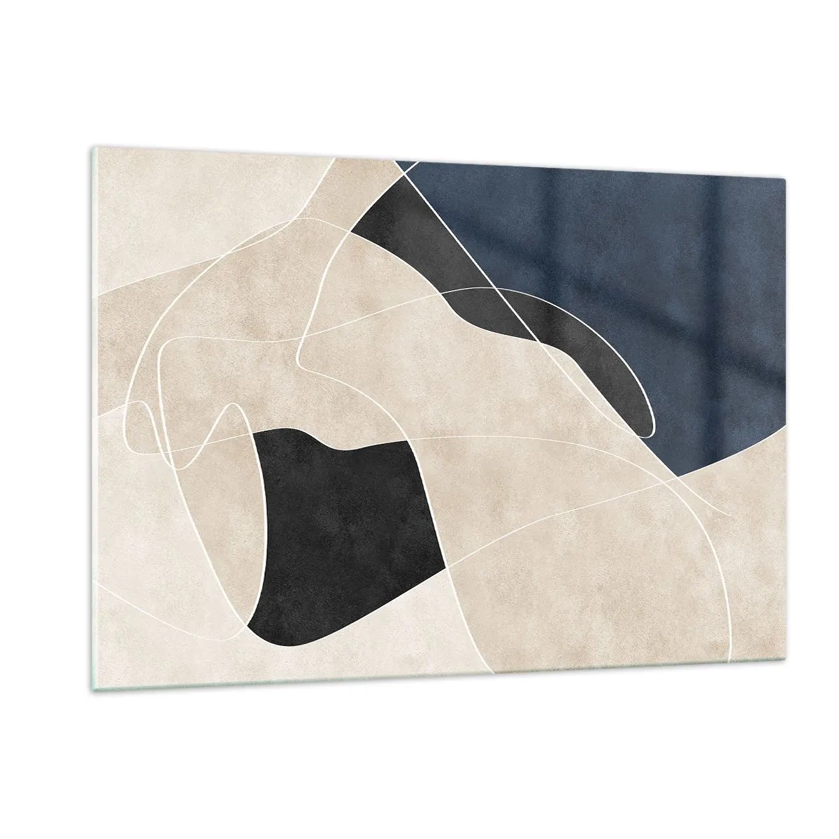 Glasbild - Bild auf glas - Moderne Abstraktion mit kontrastierenden Formen und Linien - 120x80cm - Abstrakte Komposition – Farbkontrast - Moderne Wanddekoration für Wohnzimmer und Schlafzimmer ARTTOR
