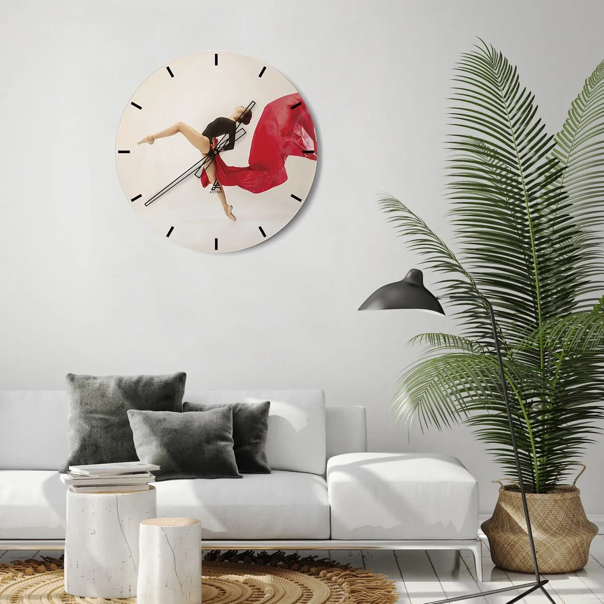 Wanduhr - Glasuhr - Rot und Schwarz - 30x30 cm