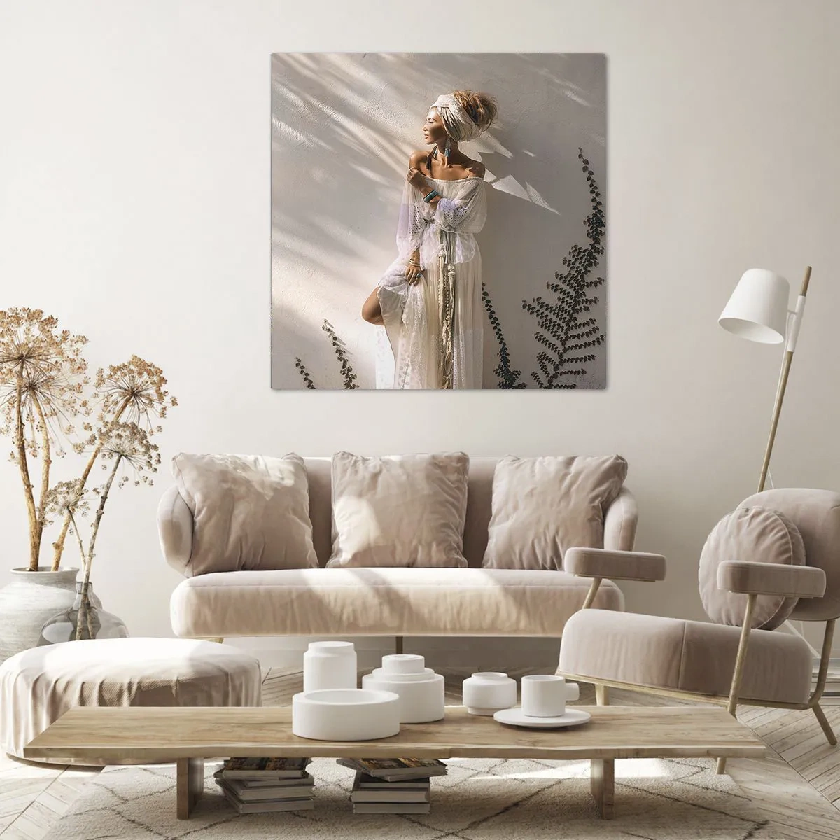 Bild auf Leinwand - Leinwandbild - Die Sonne und das Mädchen - 50x50 cm