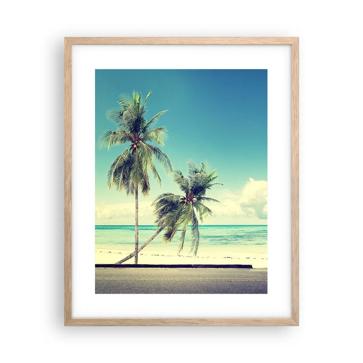 Poster in einem Rahmen aus heller Eiche - Zeit um in die Ferien zu starten - 40x50 cm