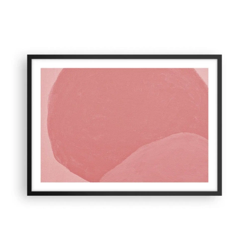 Poster in einem schwarzem Rahmen - Zarte Abstraktion in Rosatönen, organische Formen und Minimalismus - 70x50cm - Organische Komposition in Rosa - Moderne Wanddekoration für Wohnzimmer und Schlafzimmer ARTTOR