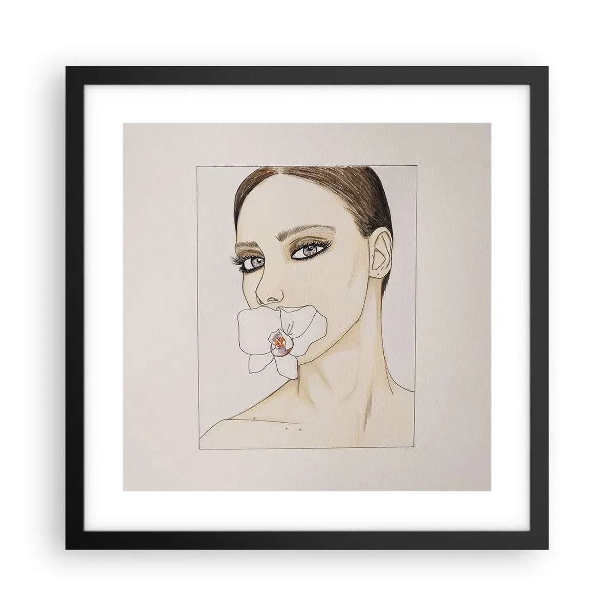 Poster in einem schwarzem Rahmen - Ein Symbol für Eleganz und Schönheit - 40x40 cm